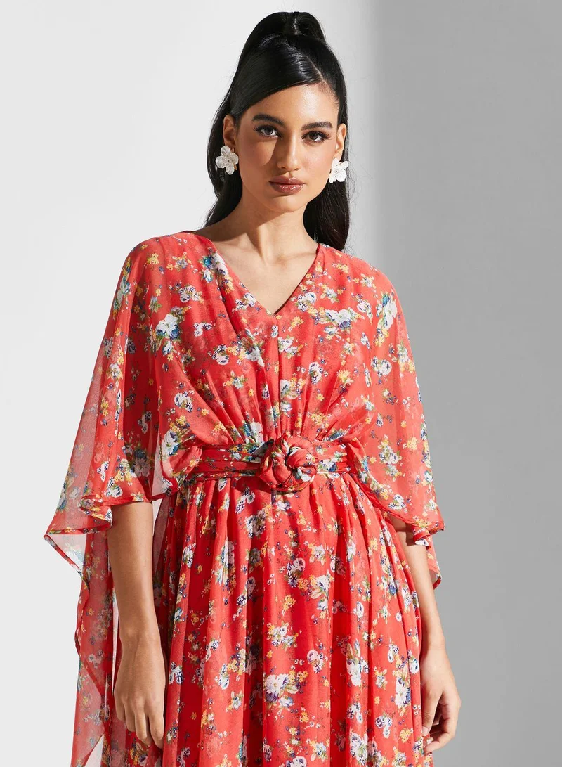 جولدن ابل Floral Print Belted Dress
