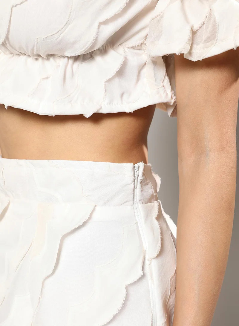 PINACOLADA Women's Ivory White Self-Design Co-Ord Set