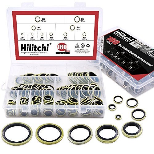 Hilitchi 150-Pcs [7-Size] Automotive Self-Centered Bonded Seal Oil Washers Gasket Assortment Kit - Image 1