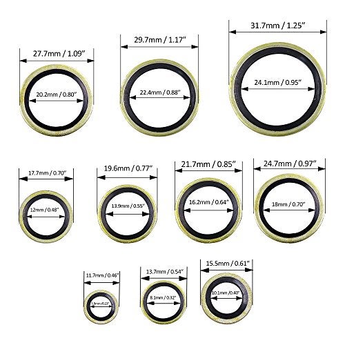 Hilitchi 150-Pcs [7-Size] Automotive Self-Centered Bonded Seal Oil Washers Gasket Assortment Kit - Image 2