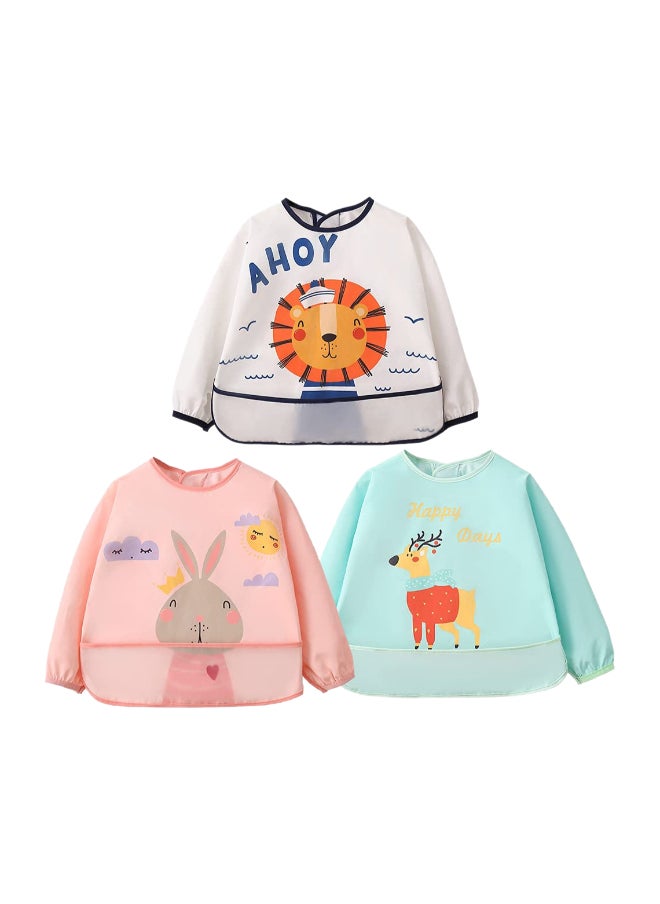 SYOSI Long Sleeve Baby Waterproof Feeding Bibs, 6 - 24 Months, 3 Pieces  - Image 1