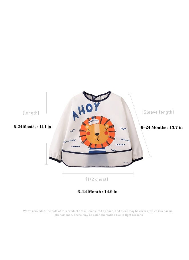 SYOSI Long Sleeve Baby Waterproof Feeding Bibs, 6 - 24 Months, 3 Pieces  - Image 3