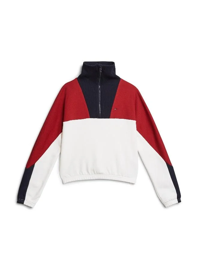 TOMMY HILFIGER RWB COLORBLOCK FLEECE HALF ZIP