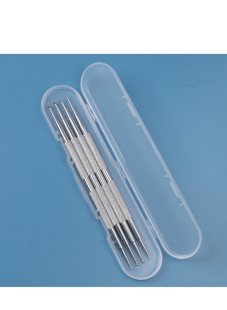 الفولاذ المقاوم للصدأ نقطة حفر القلم طلاء الأظافر الطلاء القلم نقطة الحفر نمط مزدوج الرأس مسمار الفن قلم حبر جاف مجموعة من أربع قطع - Image 1