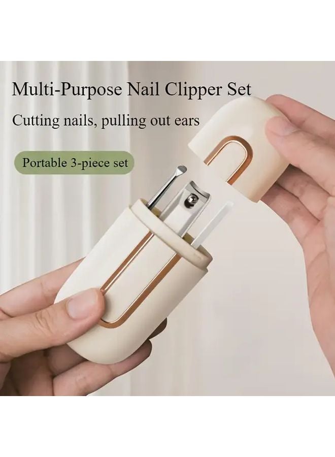 3pcs Black Portable Nail Clippers Multi Functional Travel Must Have Birthday Gift - Image 2