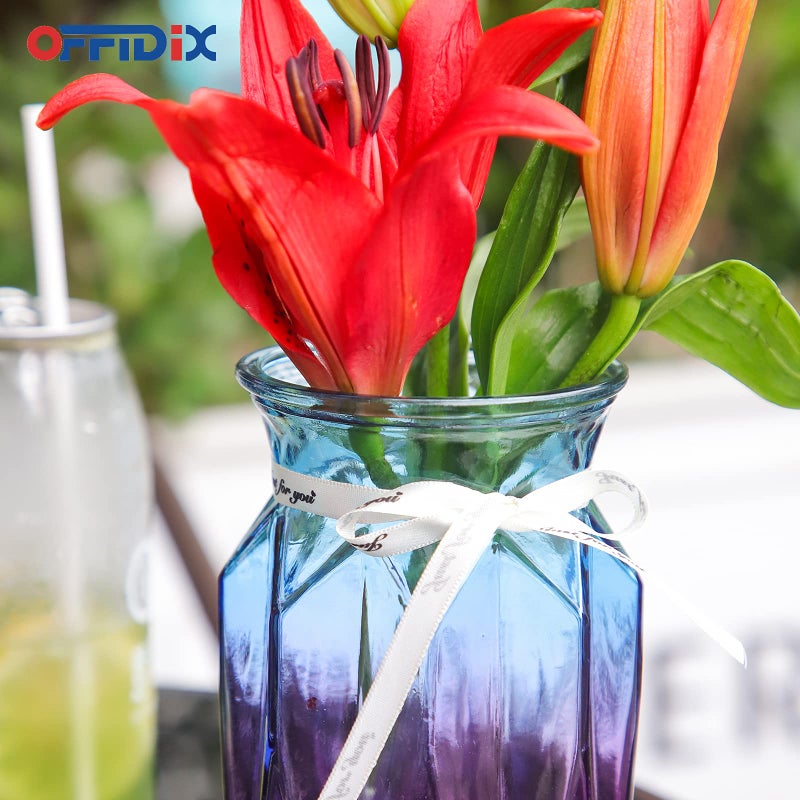 OFFIDIX Flower Vase  Gradient Multicolor with Geometric Faceted Design Art Decorative Glass Vase for Wedding  Dinning  Bookshelf  Home Decoration or Gift - Image 5
