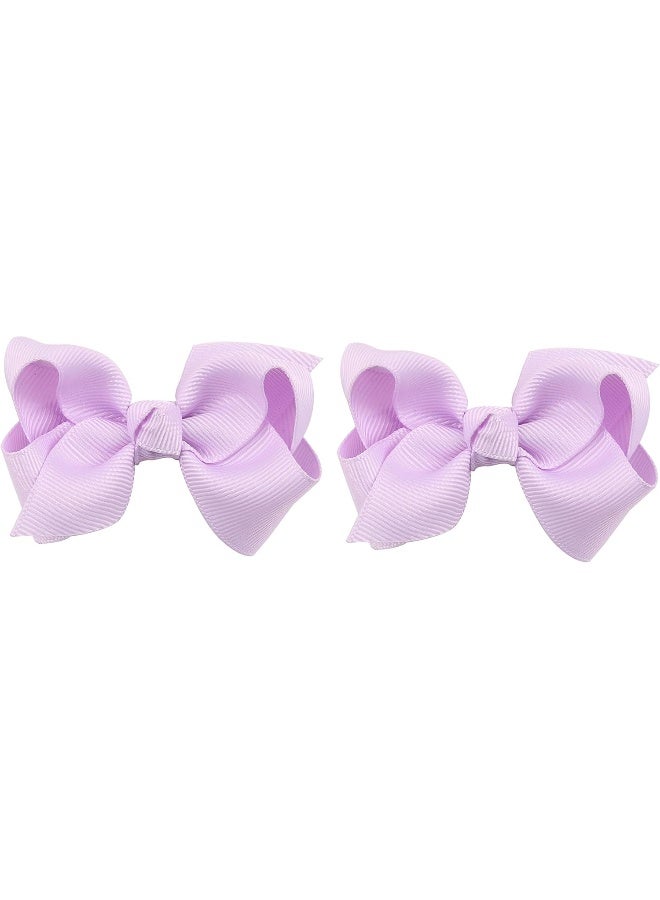 ZOONAI 3 Inch Baby Girl Hair Bows Boutique Hair Clip Teens Toddlers Hairpin Headwear - Set of 2 (Light Purple) - Image 1