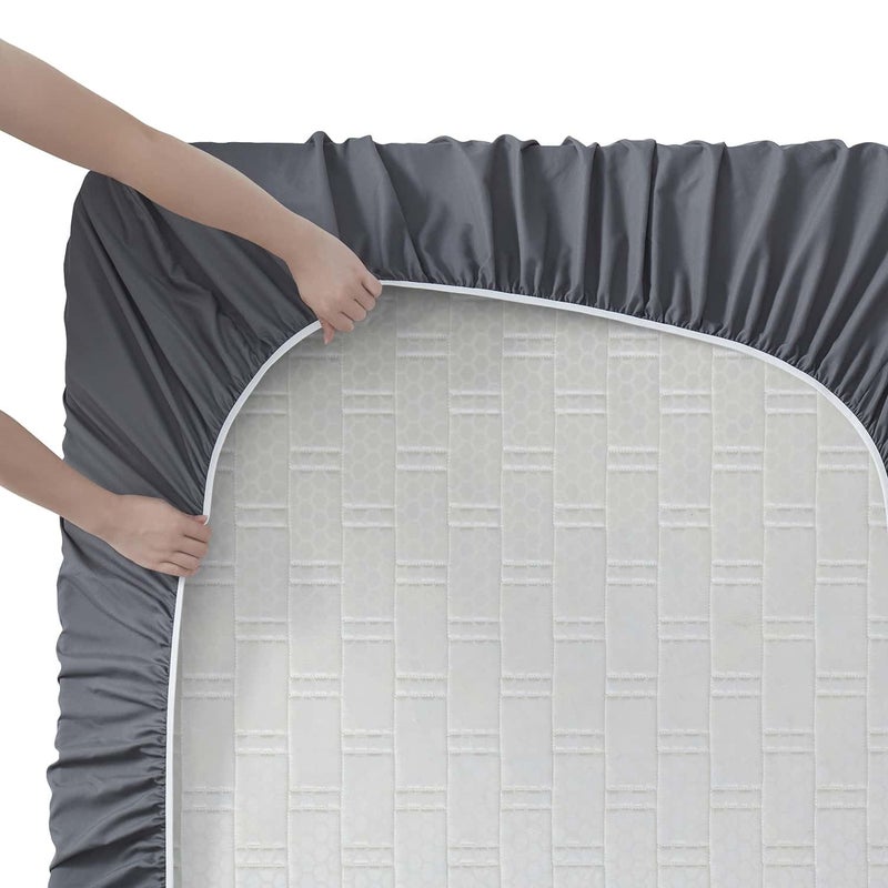 Clara Clark Bed Sheets, Premier 1800 Series 4 Piece Bed Sheet Set, Deep Pocket, Wrinkle, Fade, Stain Resistant, Luxury Soft Bedding Sheets & Pillowcases, Twin, Charcoal Gray - Image 3