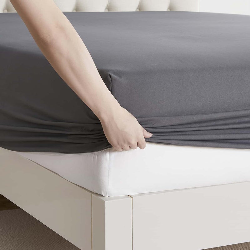 Clara Clark Bed Sheets, Premier 1800 Series 4 Piece Bed Sheet Set, Deep Pocket, Wrinkle, Fade, Stain Resistant, Luxury Soft Bedding Sheets & Pillowcases, Twin, Charcoal Gray - Image 4