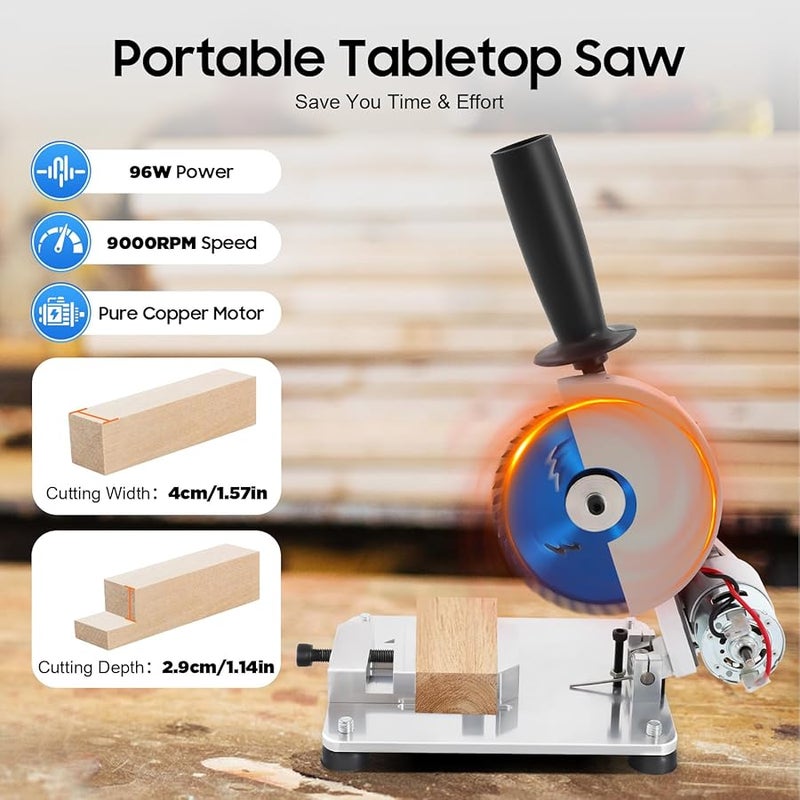 96W 4 Inch Portable Table Saw 9000RPM Adjustable Angle Cutting Machine For Wood Steel - Image 3