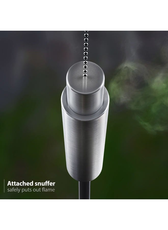 Matney Stainless Steel Outdoor Torches - Decorative Garden & Yard Lights - 5 ft Oil Lamp for Citronella - Fiberglass Wick & Snuffer Cap - Set of 2 (Barrel) - Image 3
