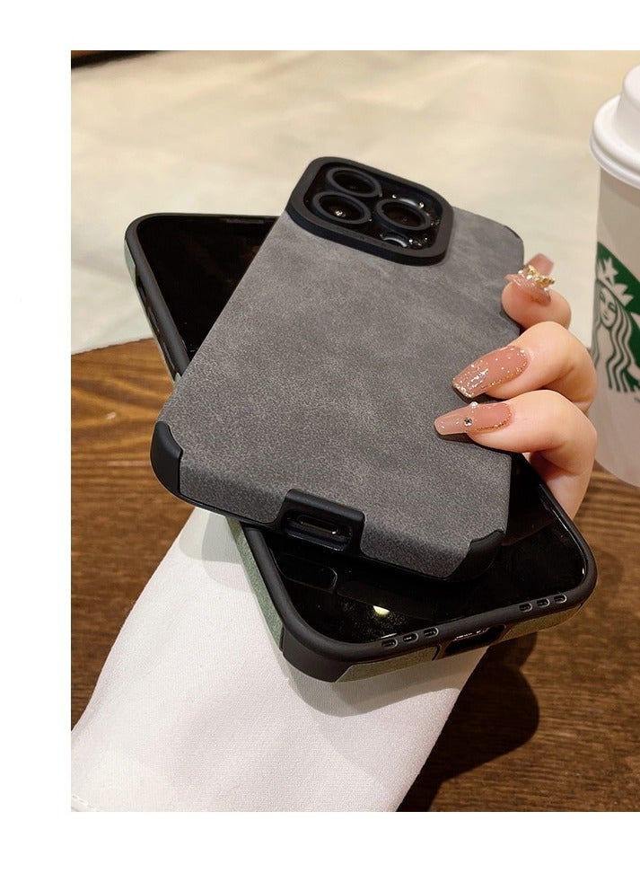 جومو ستور غطاء فاخر من جلد PU لهاتف iPhone 15 Pro Max – غطاء واقٍ بملمس جلد الحمل مقاوم للصدمات للرجال والنساء، مع حماية للعدسة، نحيف ومتين، مقاوم للخدوش والصدمات - Image 3