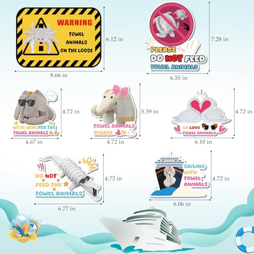 Dazoratix Towel Animals Cruise Magnets - 7Pcs Large Funny Ship Door Decoration Magnetic Stickers Sea Ocean Stickers Cute Animals Anchor Stateroom Sign Decal for Home Cabinet Carnival Party Decor - Image 2