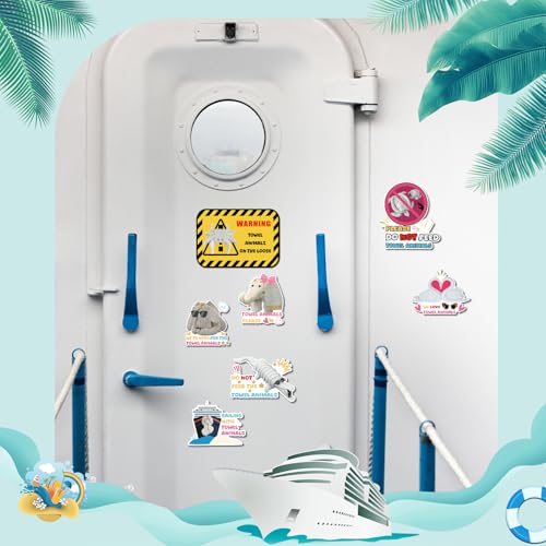 Dazoratix Towel Animals Cruise Magnets - 7Pcs Large Funny Ship Door Decoration Magnetic Stickers Sea Ocean Stickers Cute Animals Anchor Stateroom Sign Decal for Home Cabinet Carnival Party Decor - Image 4
