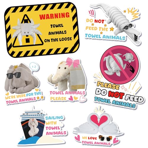 Dazoratix Towel Animals Cruise Magnets - 7Pcs Large Funny Ship Door Decoration Magnetic Stickers Sea Ocean Stickers Cute Animals Anchor Stateroom Sign Decal for Home Cabinet Carnival Party Decor - Image 1