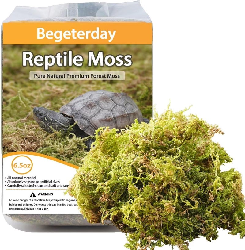 Begeterday 6.5oz Pure Natural Reptile Moss for Humidity,Great for Snakes,Turtle and Other Reptiles,Good for Terrariums for Reptiles & Amphibians - Image 1