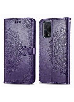 HuHa Case Cover For Realme X7 Pro Embossed Mandala Pattern TPU + PU Horizontal Flip Leather Case with Holder & Three Card Slots & Wallet Purple 