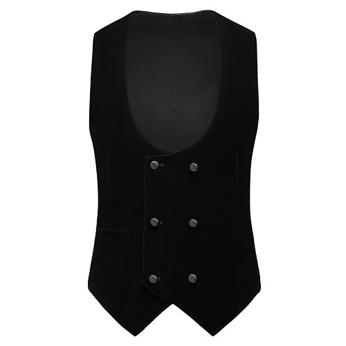 KUDORO Mens Velvet 3 Piece Suits Slim Fit Peaked Lapel One Button Tuxedo Dinner Jacket Vest Pants Suit Set Black - Image 5