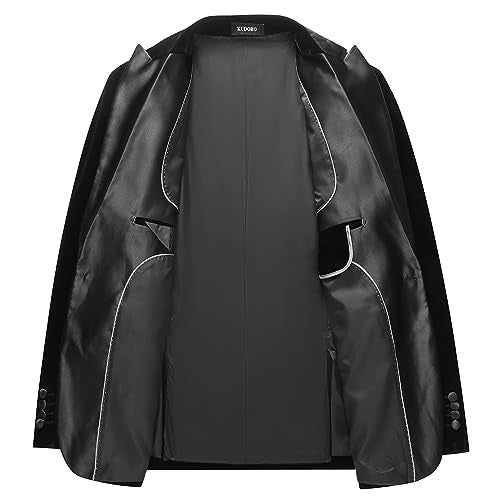 KUDORO Mens Velvet 3 Piece Suits Slim Fit Peaked Lapel One Button Tuxedo Dinner Jacket Vest Pants Suit Set Black - Image 4