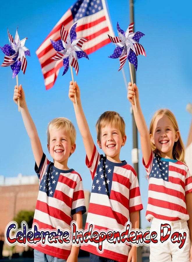 VEKDA Reflective Patriotic Pinwheels 4th of July Decorations 12 Pack Red White and Blue Windmills Decorations Wind Spinners for Yard Garden,Independence Day, Memorial Day - Image 5