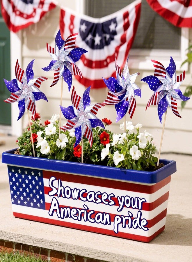 VEKDA Reflective Patriotic Pinwheels 4th of July Decorations 12 Pack Red White and Blue Windmills Decorations Wind Spinners for Yard Garden,Independence Day, Memorial Day - Image 4
