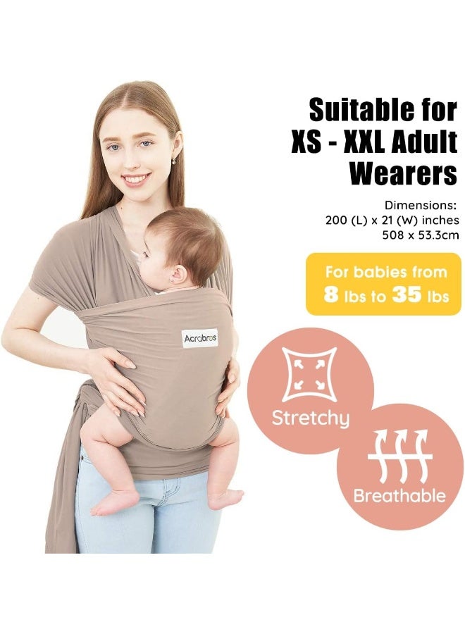 Acrabros Baby Wrap Carrier,Hands Free Baby Carrier Sling,Lightweight,Breathable,Softness,Perfect for Newborn Infants and Babies Shower Gift,Dark Cappuccino - Image 2