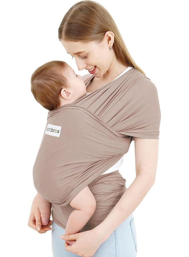 Acrabros Baby Wrap Carrier,Hands Free Baby Carrier Sling,Lightweight,Breathable,Softness,Perfect for Newborn Infants and Babies Shower Gift,Dark Cappuccino - Image 1