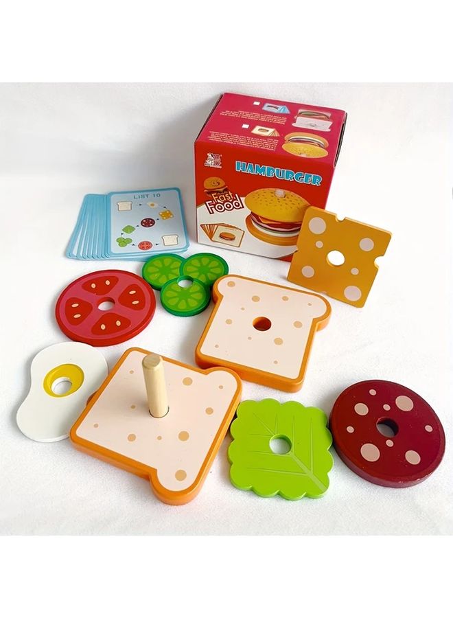 Fun Sandwich Build Wooden Puzzle Enhance Spatial Logic Focus Observation Skills Ages 3 6 - Image 2
