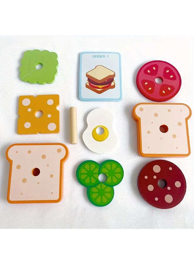 Fun Sandwich Build Wooden Puzzle Enhance Spatial Logic Focus Observation Skills Ages 3 6 - Image 1