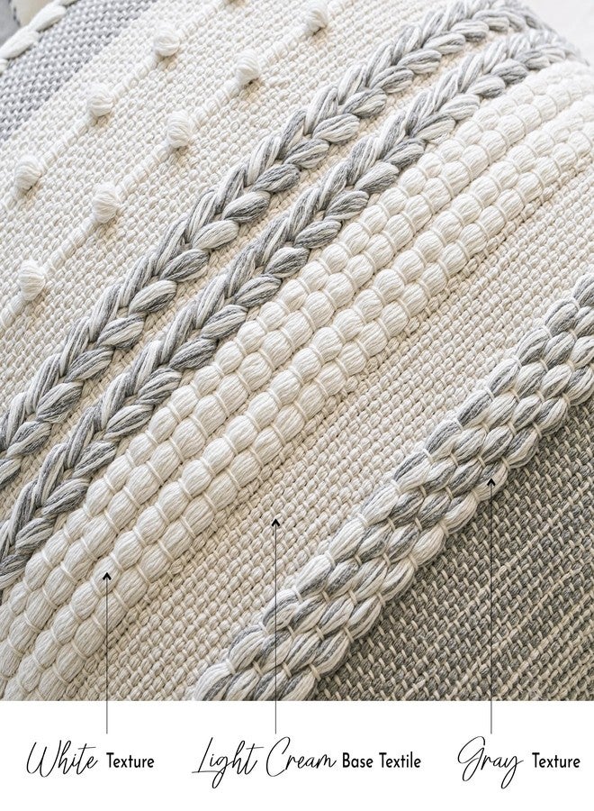 BlissBlush Gray Boho Decorative Throw Pillow Cover 20x20 Square Farmhouse Accent Cushion for Couch Sofa Livingroom Bedroom Pillowcase Modern Home Décor (Pack of 1) - Image 5