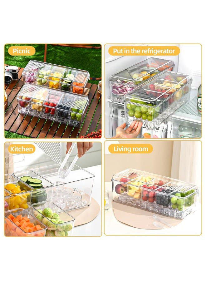 Uni HIMO Large Chilled Condiment Caddy,Stackable Chilled Condiment Containers Server with Lids for 5 Removable Compartments (1, Transparent, 5 Containers 1 Lid) - Image 5