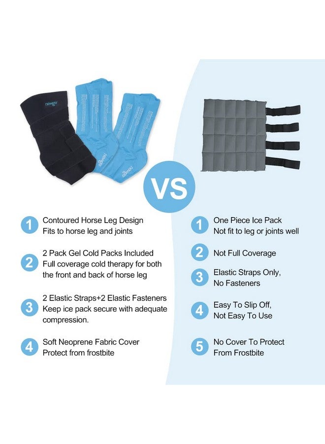 نيو جو كمادات الثلج للخيول، كمادات الثلج القابلة لإعادة الاستخدام لساقي الخيول في حالة الإصابة، كمادات ركبة الخيول المبردة، كمادات الثلج الكاملة للساق، كمادات باردة واحدة مع عبوتين من الجل للركبة والساقين والأحذية والحوافر - Image 5