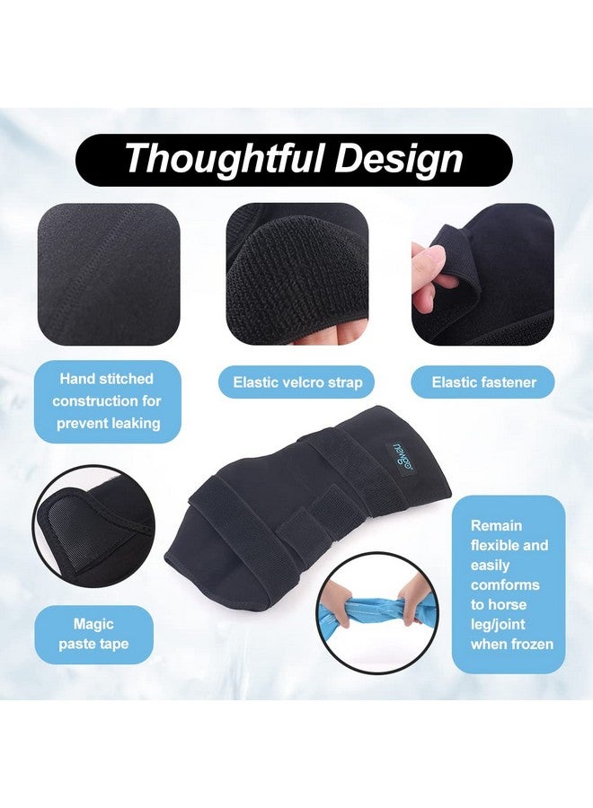 نيو جو كمادات الثلج للخيول، كمادات الثلج القابلة لإعادة الاستخدام لساقي الخيول في حالة الإصابة، كمادات ركبة الخيول المبردة، كمادات الثلج الكاملة للساق، كمادات باردة واحدة مع عبوتين من الجل للركبة والساقين والأحذية والحوافر - Image 3
