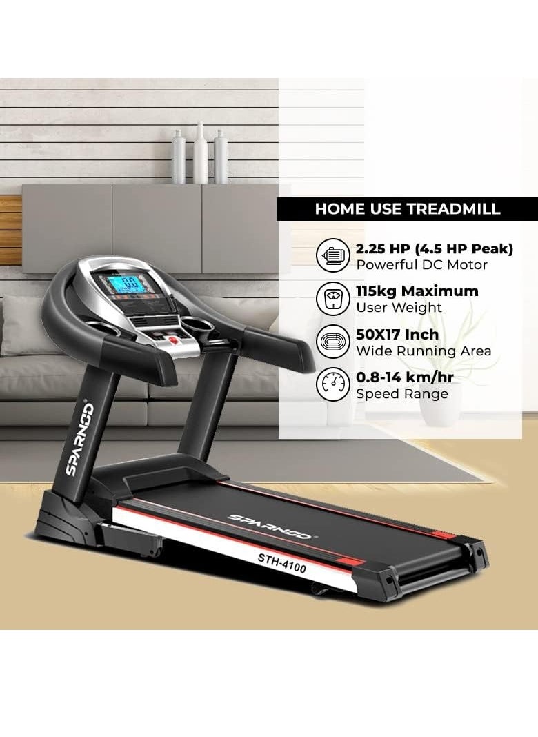 Sparnod Fitness - STH-4100 4.5 HP Peak Automatic Foldable Motorized Running Indoor Treadmill for Home use, Black - Image 1