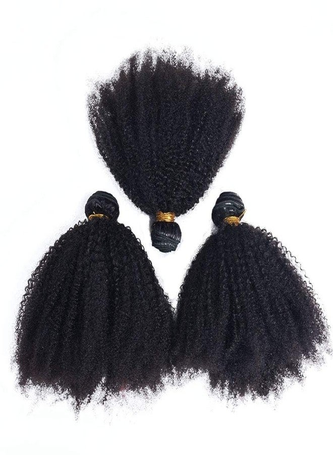 feibin Mongolian Afro Kinky Curly Bundles Human Hair Bundles 18 20 22 Inches 4B 4C Afro Kinky Bulk Human Hair Virgin Hair Burmese Curly Weave Bundles for Black Women Weft Natural Black Color - Image 3
