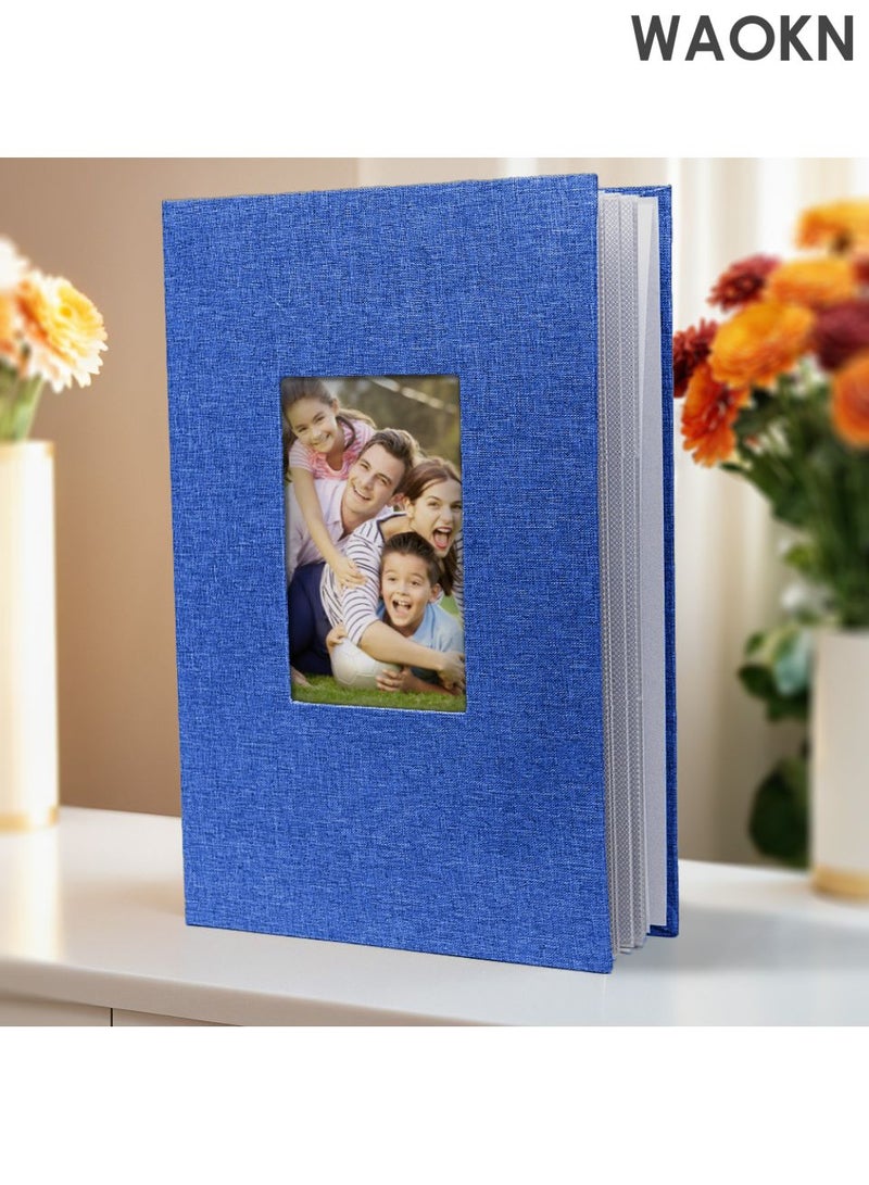 دبليو أيه أو كي أن ألبومات صور عائلية متينة محمولة مقاس 6 بوصات، كتاب صور لحمل 300 صورة، غلاف مقوى من الكتان، كتاب ألبوم بولارويد للصور العائلية والذكرى السنوية والمواليد الجدد وحفلات الزفاف والسفر والأولاد والبنات وهدايا أعياد الميلاد (أزرق) - Image 2