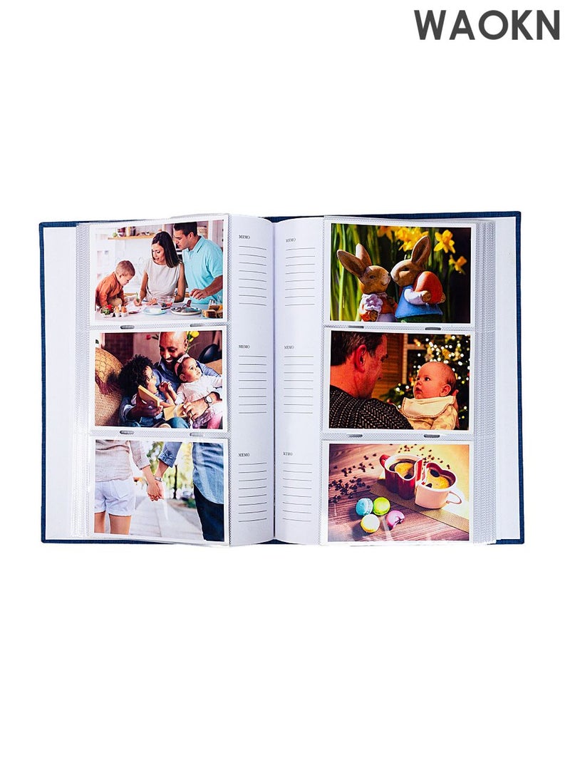 دبليو أيه أو كي أن ألبومات صور عائلية متينة محمولة مقاس 6 بوصات، كتاب صور لحمل 300 صورة، غلاف مقوى من الكتان، كتاب ألبوم بولارويد للصور العائلية والذكرى السنوية والمواليد الجدد وحفلات الزفاف والسفر والأولاد والبنات وهدايا أعياد الميلاد (أزرق) - Image 5