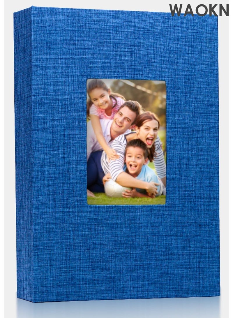 دبليو أيه أو كي أن ألبومات صور عائلية متينة محمولة مقاس 6 بوصات، كتاب صور لحمل 300 صورة، غلاف مقوى من الكتان، كتاب ألبوم بولارويد للصور العائلية والذكرى السنوية والمواليد الجدد وحفلات الزفاف والسفر والأولاد والبنات وهدايا أعياد الميلاد (أزرق) - Image 1