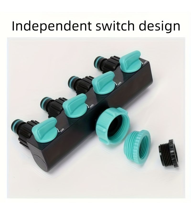 Yellow Heavy Duty Garden Hose Splitter 4 Way with Independent Shut Off Valves - Image 4