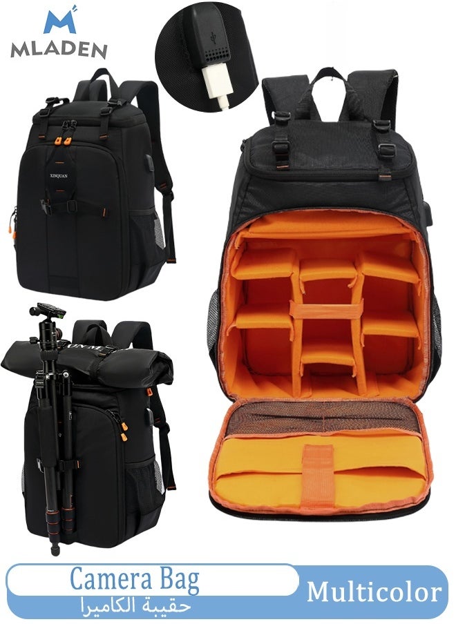 MLADEN Camera Bag for SLR DSLR Padded Backpack Laptop Bag,Professional Nylon Camera Shoulder Bag for Photographers, Large Capacity Waterproof Camera Bags for Lenses, Accessories SLR Outdoor Shooting Travel Can Bring Tripod, Laptop Suitable  - Image 1