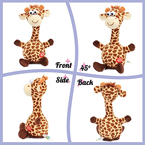 Hopearl Talking Giraffe Repeats What You Say Shaking Head Electric Interactive Animated Toy Speaking Plush Buddy Gift for Toddlers, 9.5'' - Image 3