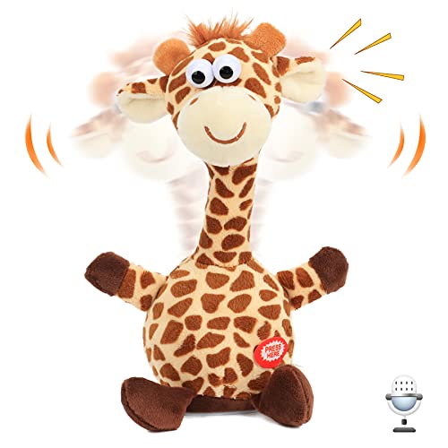 Hopearl Talking Giraffe Repeats What You Say Shaking Head Electric Interactive Animated Toy Speaking Plush Buddy Gift for Toddlers, 9.5'' - Image 1