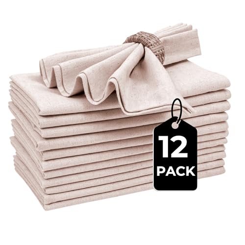 Bedding Craft Linen Flax Cotton Cloth Dinner Napkins Set of 12 – 18x18 Natural Hemstitched Reusable Fabric Napkins for Weddings, Parties, Dinners & Table Décor – Elegant & Durable - Image 3