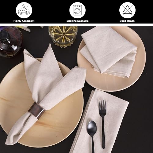 Bedding Craft Linen Flax Cotton Cloth Dinner Napkins Set of 12 – 18x18 Natural Hemstitched Reusable Fabric Napkins for Weddings, Parties, Dinners & Table Décor – Elegant & Durable - Image 5