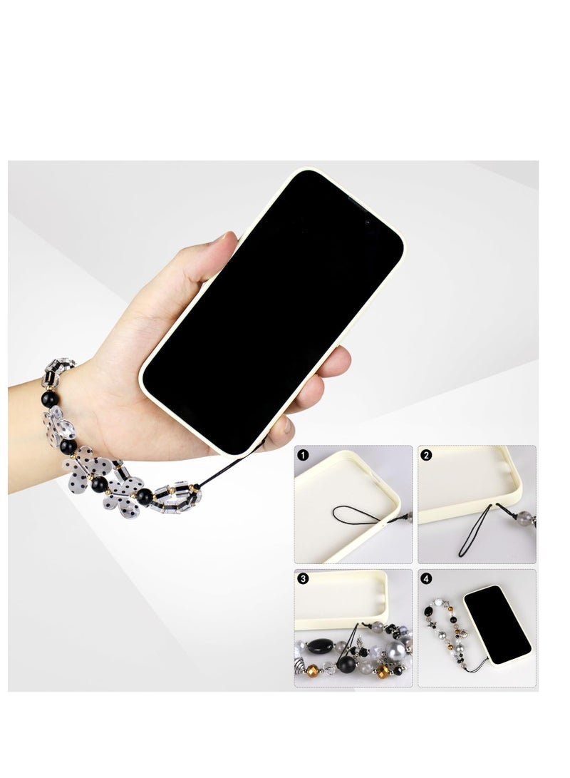 SYOSI 2Pcs Beaded Phone Strap Bracelets, Mobile Phone Charms Crystal Butterfly Heart Hand Wrist Lanyard for Women Girls Phone Keychain Charm - Image 5