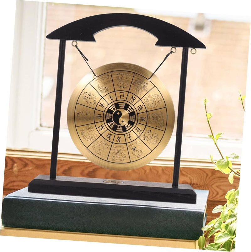 Vaguelly Gong Feng Shui Desktop Gong Brass Gong Feng Shui Brass Gong Chinese Dragon Gong with Stand Home Accents Decor Zen Art Gong Percussion Instruments - Image 4