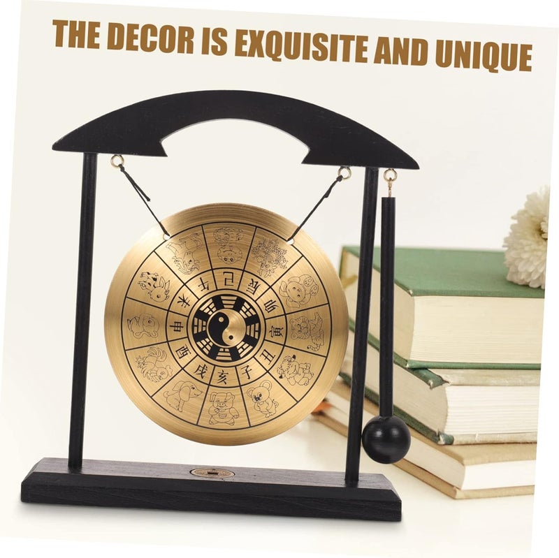 Vaguelly Gong Feng Shui Desktop Gong Brass Gong Feng Shui Brass Gong Chinese Dragon Gong with Stand Home Accents Decor Zen Art Gong Percussion Instruments - Image 5