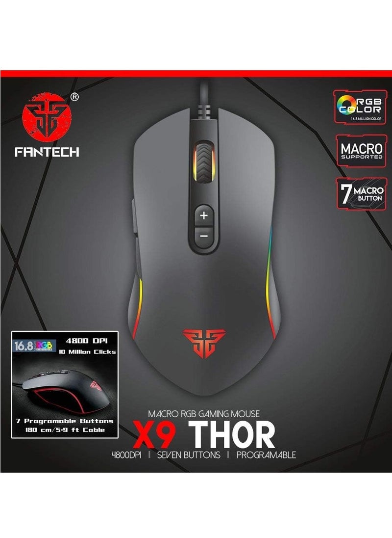 FANTECH - FANTECH P51SE Gaming Keyboard and Mouse, Gaming Headset and Headphone Stand, Gaming Mouse Pad Combo - Wired RGB Rainbow Backlit PC Gamers Basic 5 in 1 Gaming Set - Black - Image 1