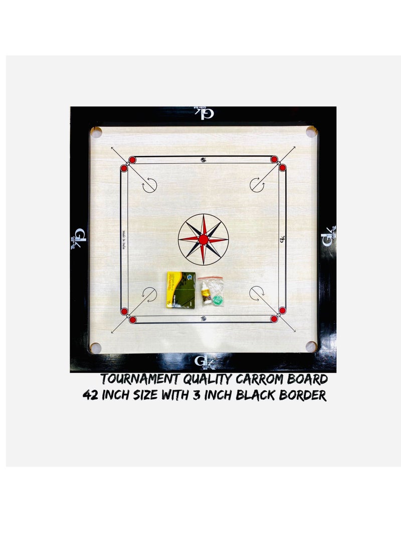 ماركة غير محددة - لوحة Carrom بجودة البطولة مقاس 42 بوصة مع لوح أسود 3 بوصة - Image 1