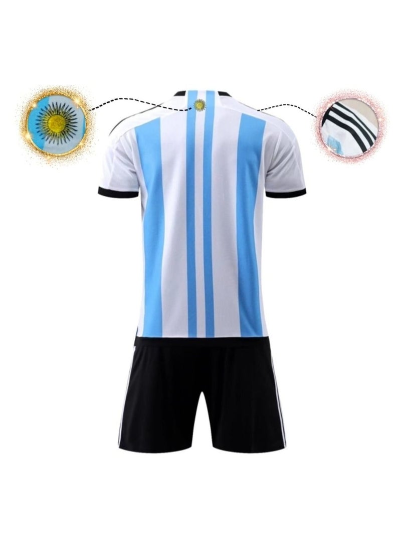 Generic - Argentina Football Home Jersey Kit 2022 World Cup Champion Edition Jersey And Short - Image 1